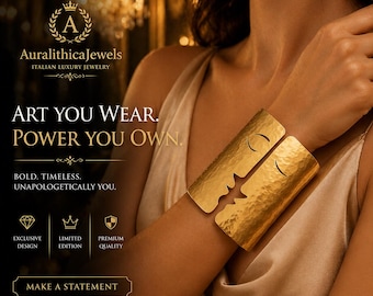 Gold & Silver Cuff Bracelet Minimalist Hammered Metal Abstract Statement Jewelry