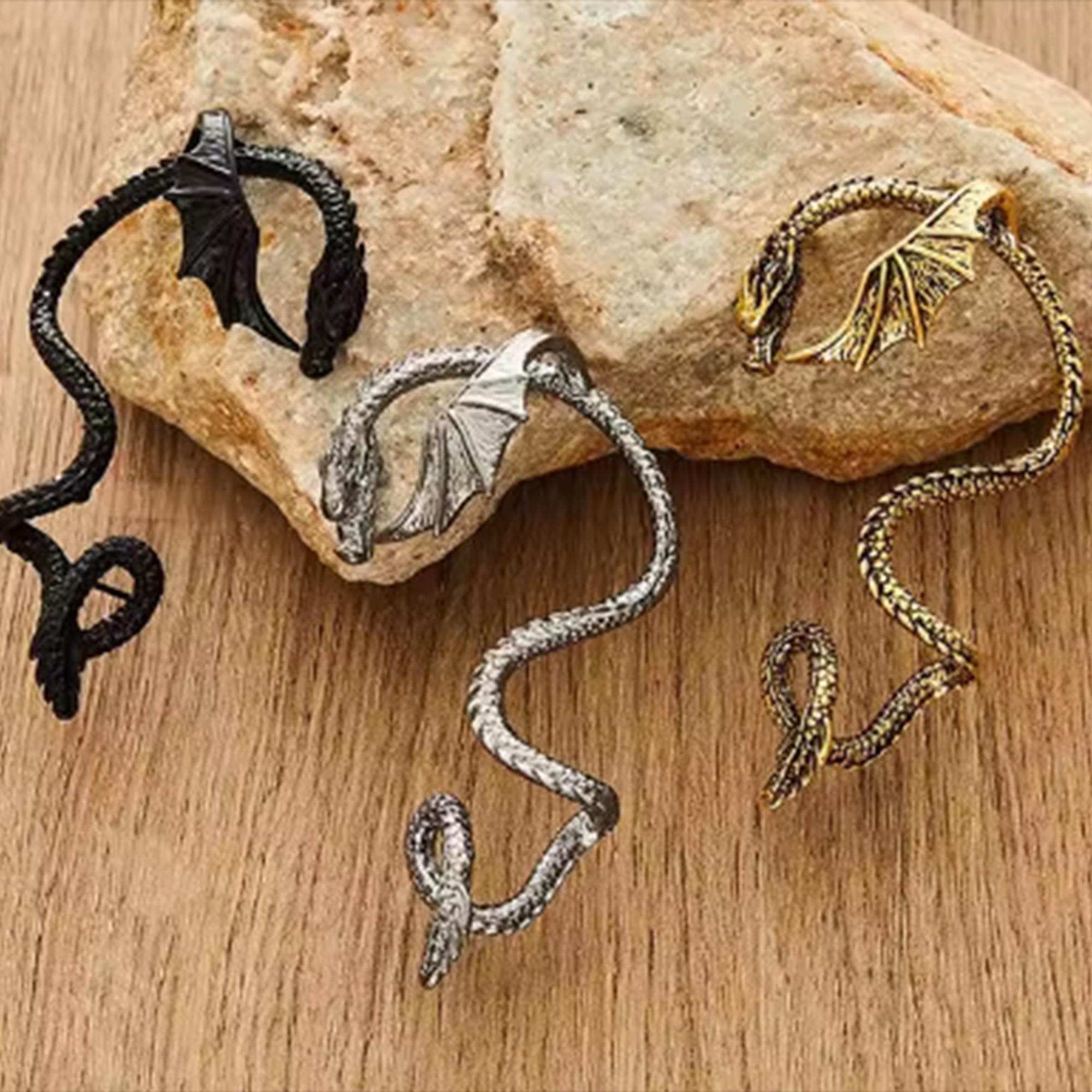 Yheakne Punk Dragon Manchet Oorbellen Draak Oor Klimmer Oorbellen Goud Kraakbeen Oor Crawler Oorbellen Gothic Clip op Wrap Oorbellen Cool Dier Oorbellen Sieraden voor Vrouwen en Meisjes Halloween