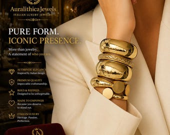 Gold Bangle Bracelet Set Chunky Minimal Cuff Jewelry for Women Modern Luxury Statement Wrist Gift Idea