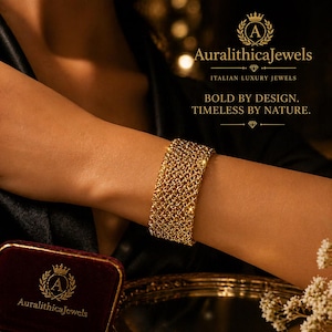 Gold Silber Mesh Manschette Armband Frauen Einstellbar Breiter Gewebter Armreif Moderne Modeschmuck Chunky Statement Elegantes Geschenk für Sie