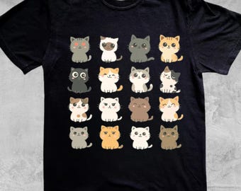 Niedliches Vintage-T-Shirt mit Kätzchenmotiv im Stil der 1950er-Jahre, Vintage-Kätzchen-T-Shirt, Retro-Shirt im Used-Look, Vintage-Shirt mit Waschung, Geschenk für Katzenliebhaber