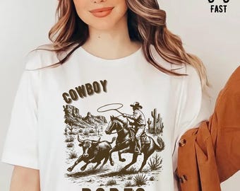 Western Cowboy Tshirt, Vintage Cowboy Rodeo T-shirt, Vintage 90s Shirt,Retro Rodeo Outfit, Wildwest Cowboy Tee Unisex,90s Grunge Rodeo Tee