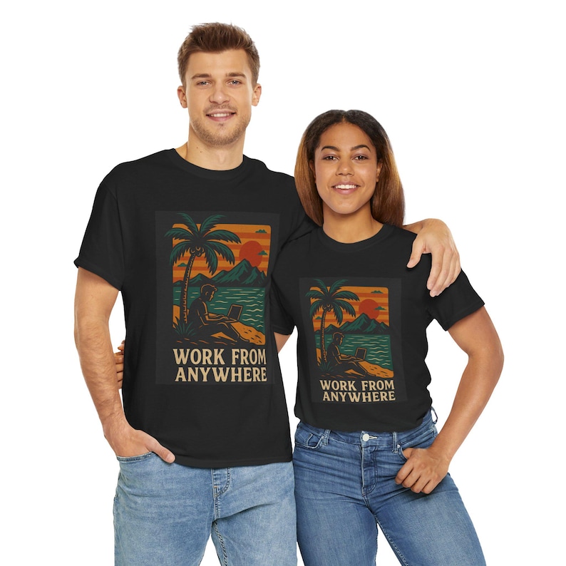 Digital nomad shirt for remote worker,gift for blogger,nomad van life gift,freelancer lover tee,work from home gift,Unisex Heavy Cotton Tee image 2