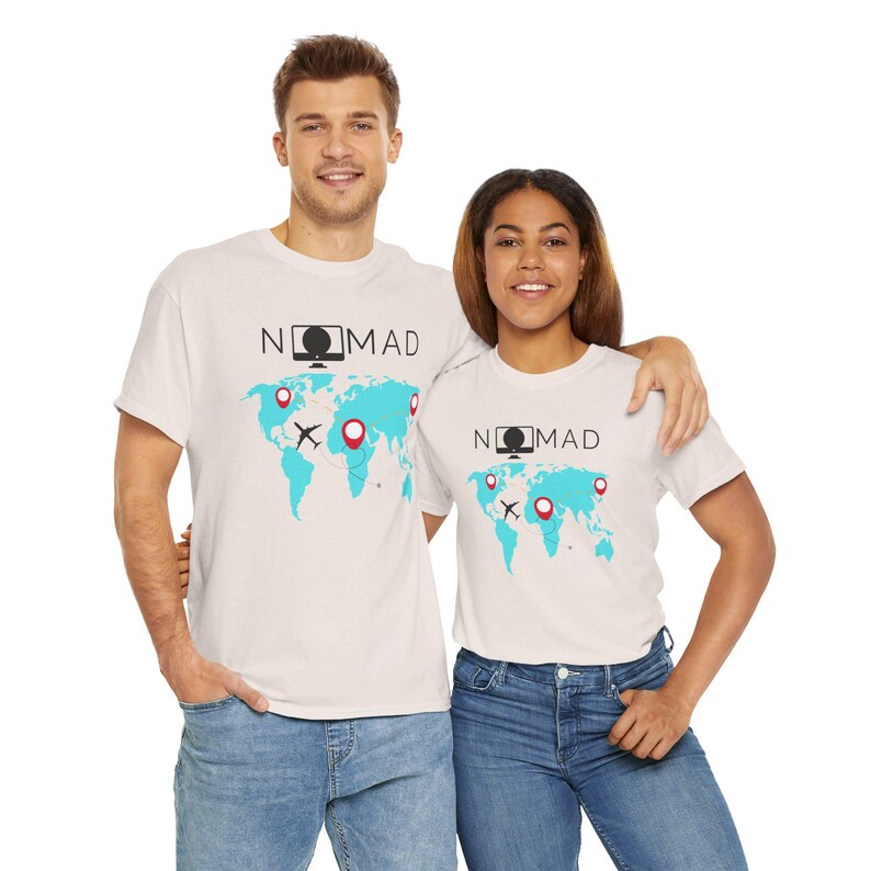Digital nomad shirt for remote worker,freelancer lover tee,gift for blogger,nomad van life gift,work from home gift,Unisex Heavy Cotton Tee image 2