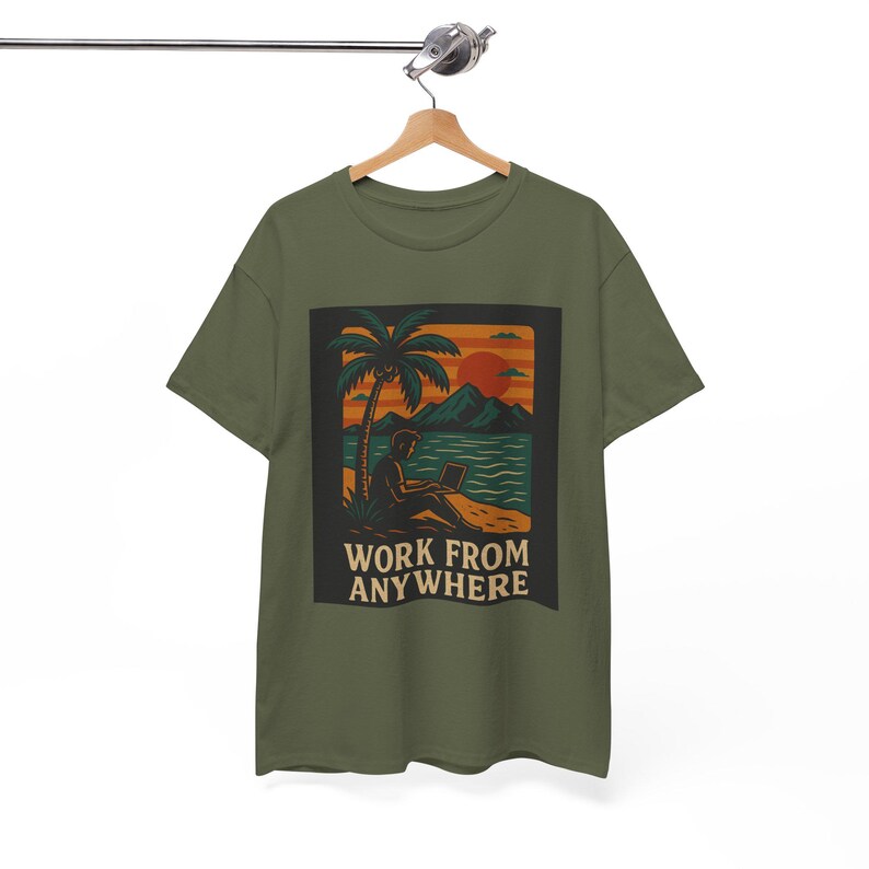 Digital nomad shirt for remote worker,gift for blogger,nomad van life gift,freelancer lover tee,work from home gift,Unisex Heavy Cotton Tee image 4