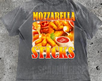Mozzarella Sticks Retro Graphic T-Shirt,Funny Foodie Meme Tee,Retro Food Lover Tee,Funny Sarcastic Mozzarella Tee,Retro Cheese Graphic