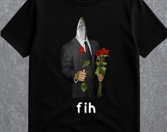 Fih Fish Meme T-shirt, Cursed Meme-tröja, Gen Z-skämtgåva, krypande tröja, sarkastisk, offensiv meme-tröja, edgy meme-grafik-tröja, viral internet-tröja