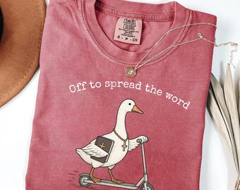Komfortfärger Rolig Goose kristen skjorta, rolig Goose scooter-skjorta, bibelstudie-tröja, Jesus kyrka tro humorskjorta, trosbaserad grafisk tröja