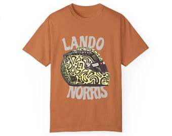 Camiseta con casco de Lando Norris / Camiseta unisex vintage de F1 / Estilo urbano de F1 / Regalo para aficionados a las carreras / Conjunto para el día de la carrera / Camiseta retro de McLaren