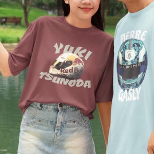 Yuki Tsunoda Helmet Shirt | Vintage F1 Unisex T-Shirt | Street Style F1 Look | Gift for Race Fan | Race Day Outfit | Retro Red Bull Tee