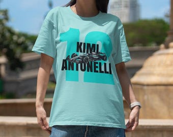 Camiseta Kimi Antonelli / Camiseta unisex vintage de F1 / Estilo urbano de F1 / Regalo para aficionados a las carreras / Conjunto para el día de la carrera / Camiseta retro de Mercedes