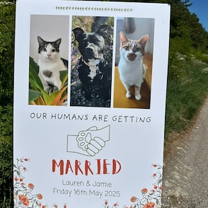 Our Humans Are Getting Married Pet Wedding Sign | Wedding Welcome Sign | Dog Welcome Board | Cat Welcome Board | Wedding signs