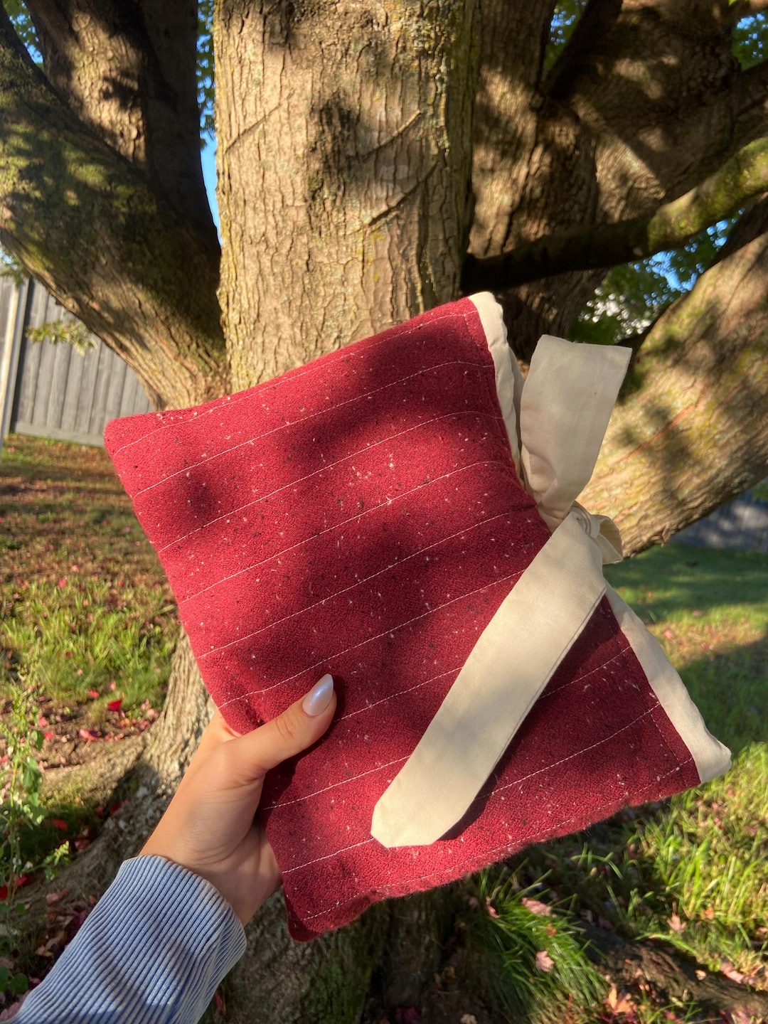 Handmade Quilted Cotton Book Cover: Lightweight Book Sleeve with Bow