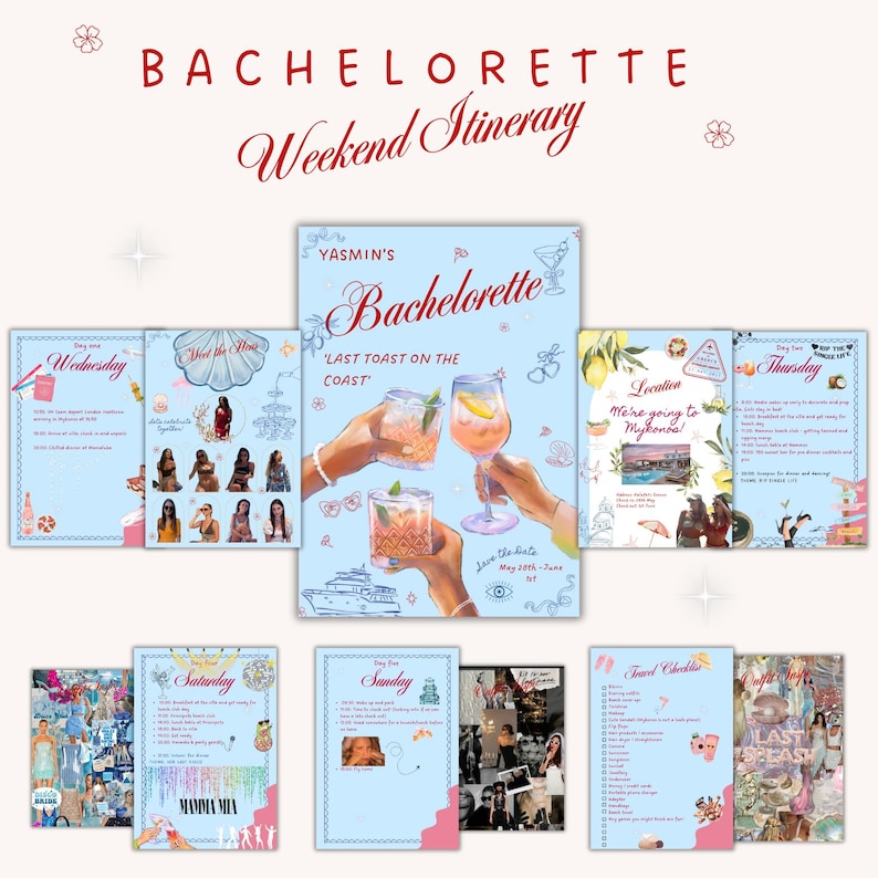 Bachelorette Itinerary Canva Template - Etsy