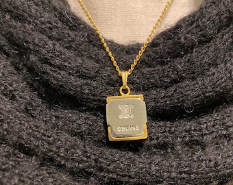 Celine Two Tone Designer Pendant Necklace Luxury Minimalist Jewelry