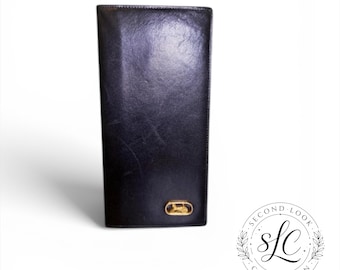 Celine Long Black Slim Leather Wallet Bifold Designer Wallet  Minimalist Luxury Accessory