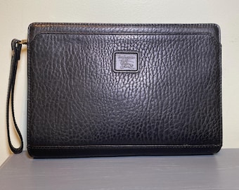 Burberrys Black Unisex Wristlet/Clutch Designer Luxury Bag