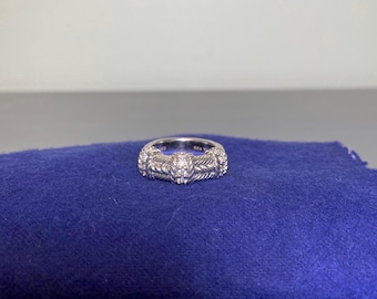 Judith Ripka Sterling Silver CZ Ring Size 6 Designer Jewelry