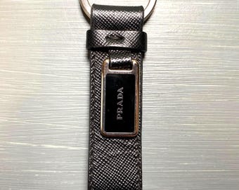 Prada Saffiano Leather Key Chain Designer Luxury Accessory