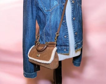 Dolce & Gabbana Mini Shearling Bag Top Handle Crossbody Designer Chic Luxury Purse