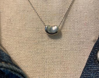 Tiffany & Co Elsa Peretti Bean Necklace 16” Sterling Silver Minimalist Designer Jewelry