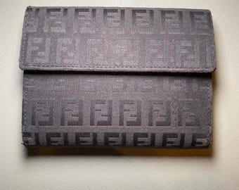 Fendi Zucca Black Trifold Designer Luxury Wallet