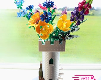 Jarrón de flores de ladrillo medieval impreso en 3D: decoración moderna para el escritorio