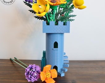 Brick-Style Flower Vase with Stairs – 3D Printed Display for Botanical Blooms – Modern Decor Gift – Desk or Shelf Display