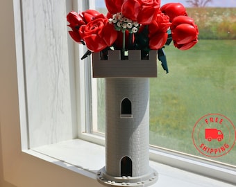 3D Printed Brick Style Vase – Modern Faux Flower Display