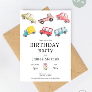 Transportation Birthday Invitation Template, Editable Cars and Trucks Birthday Party Invite, Transportation Vehicles