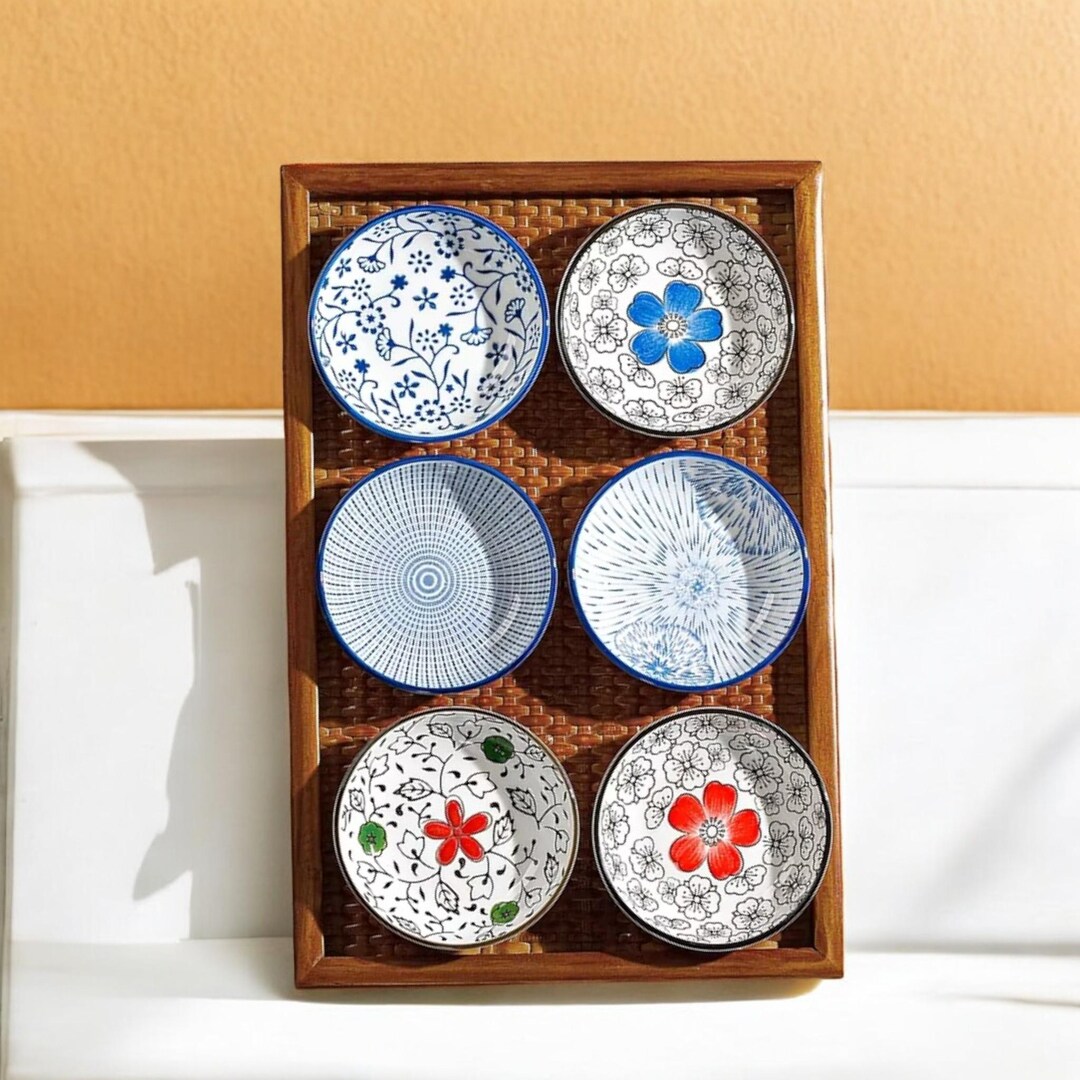 Japanese Mini Ceramic Plates Set – Soy Sauce Dishes, Dessert