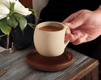 Minimalist Ceramic Coffee Mug Set | Modern Stoneware Cup With Handle | Japanese Style Tea Cup | Unique Pottery Gift | Rustic Drinkware Set