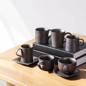 Tazza in ceramica vintage giapponese, tazza da caffè rustica in gres / bicchiere da tè in ceramica grezza, bicchieri con smalto retrò, idea regalo con decorazione Wabi Sabi