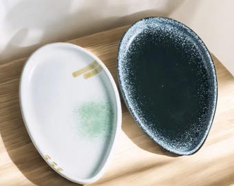 Irregular Ceramic Plate Japanese Style Serving Dish | Modern Dinner Plate for Home Dining Tableware