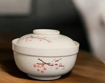 Japońska ceramiczna miska do zupy z pokrywką, miska na makaron, zastawa stołowa z pokrywką 6,5 cala