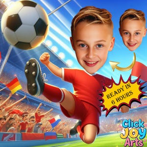 Personalized Soccer Player Caricature | Custom Soccer Cartoon Portrait from Photo | Soccer Player Wallart | Digital Drawing from Photo