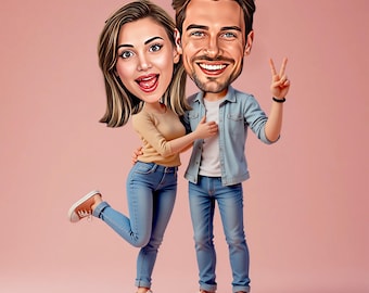 Personalisierte Paar Karikatur | Personalisiertes Cartoon Portrait (Digital)