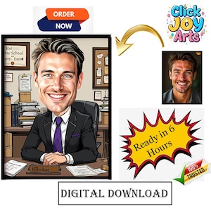 Custom Lawyer Cartoon Portrait: Personalized Legal Gift (Digital Download 5x7in A4)