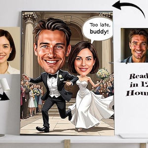 Personalized Wedding Caricature: Funny Couple Portrait (Digital Download A4 Size JPEG/PDF)