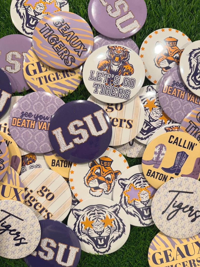 LSU Tiger Pride Game Day Buttons: Purple & Gold Spirit Pins - Etsy