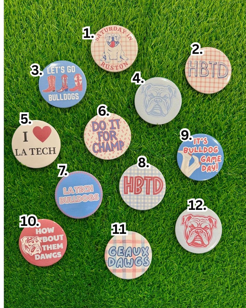 LA Tech Gameday Buttons/pins, Louisiana Tech, Bulldogs 3inches - Etsy
