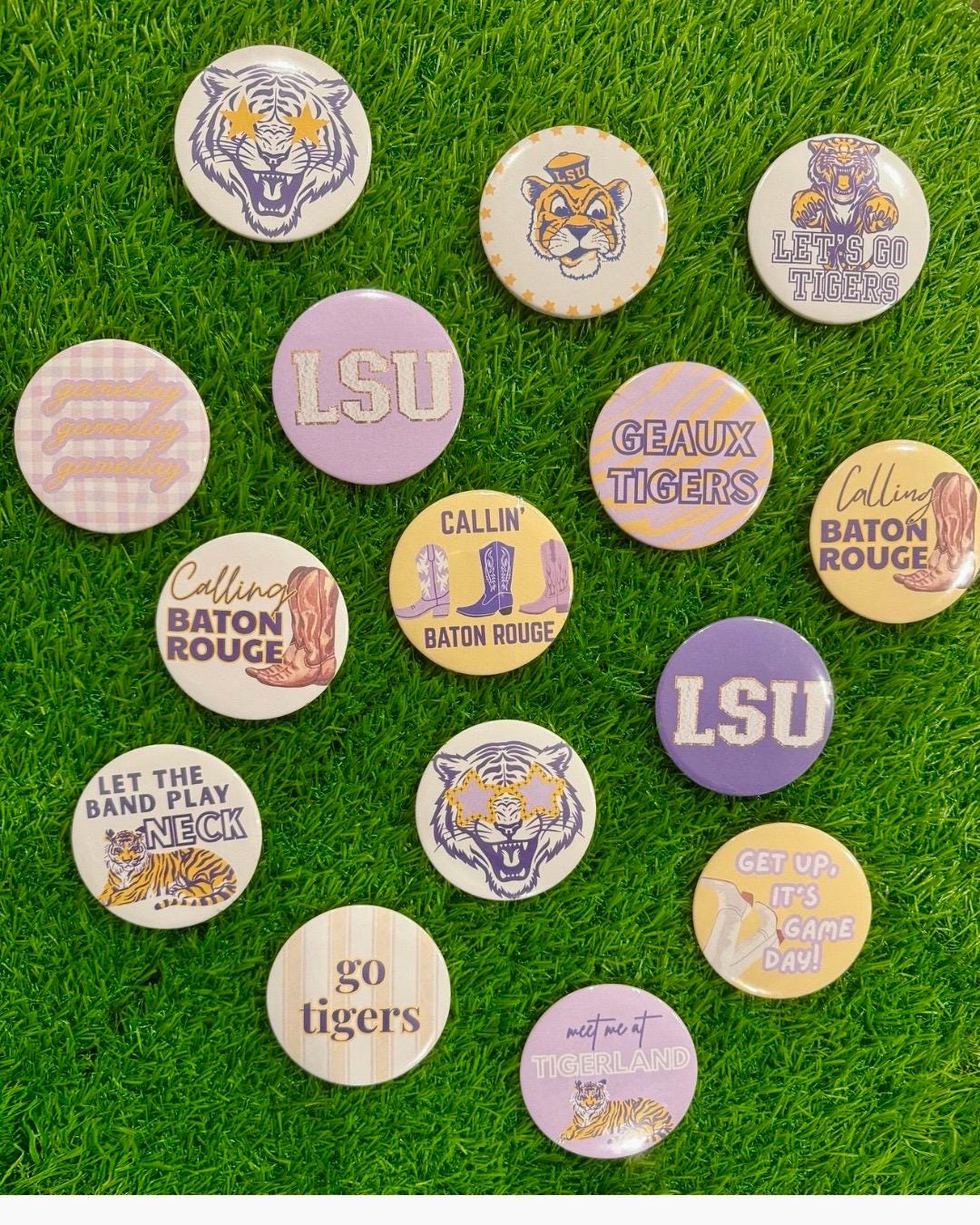 LSU Tiger Pride Game Day Buttons: Purple & Gold Spirit Pins - Etsy