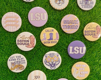 LSU Gameday Buttons: Louisiana State University Tigers Football Pins 3Inches