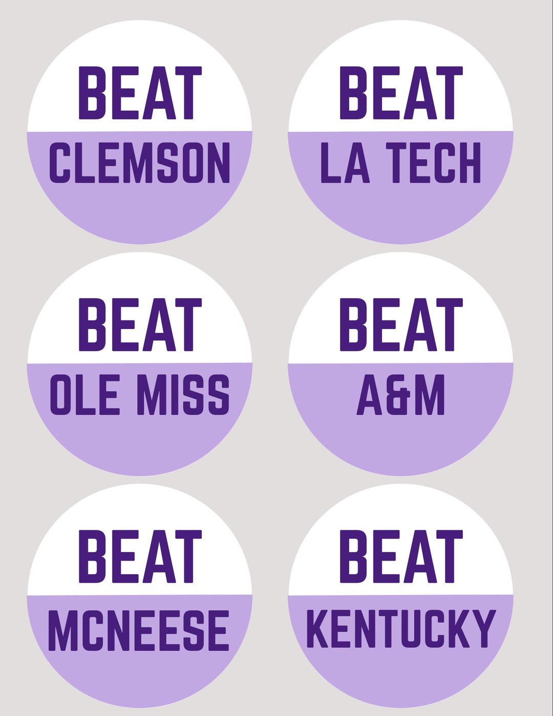 2026 LSU Football Team Beat Gameday Buttons: Louisiana State University ...