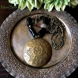 Large Engraved Brass Pendant Assemblage, Vintage Assemblage Necklace, Ethnic Assemblage Jewelry, Bohemian/Gypsy/Tribal/HippieFree US Ship image 7