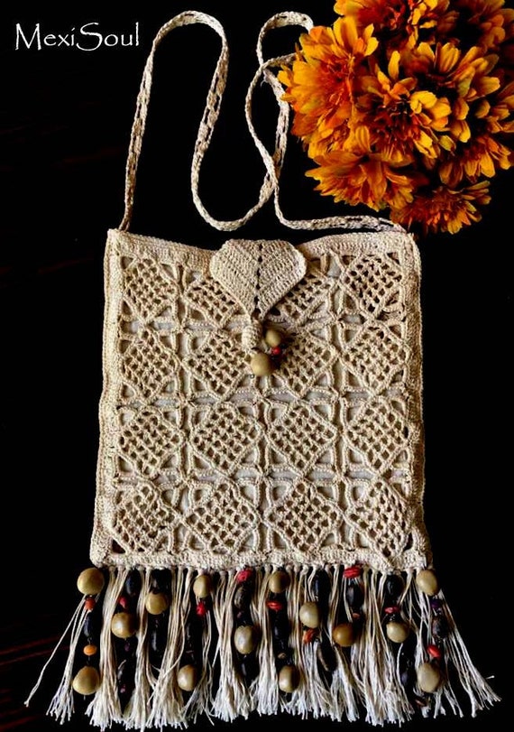 Vintage 1970's Crochet Shoulder Bag/Re*styled Vin… - image 5
