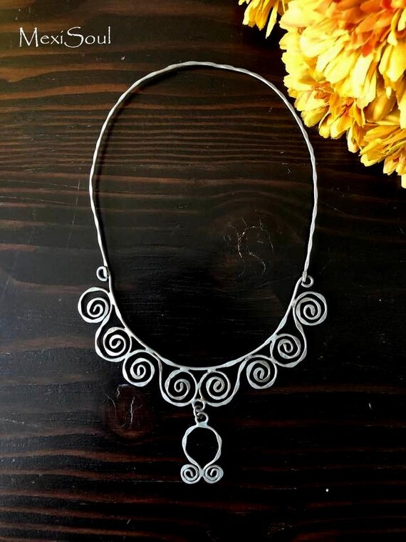 Vintage Metal Scroll Necklace/Hand Crafted Neckla… - image 2