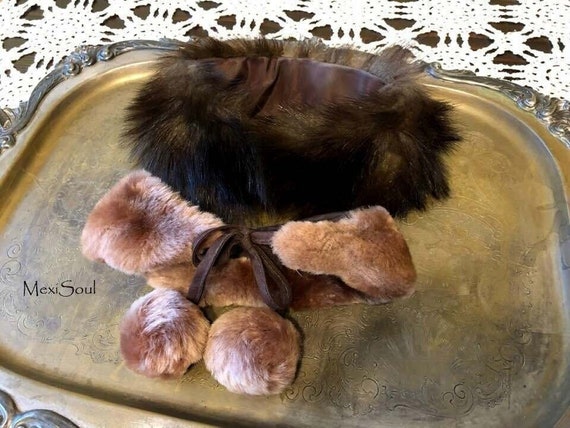 SALE/Vintage 1950's Collars/Set of 2/Real Fur Col… - image 1