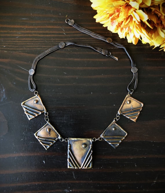 Vintage Copper Necklace/Hand Crafted Copper Necklace/… Gem