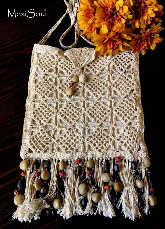 Vintage 1970's Crochet Shoulder Bag/Re*styled Vin… - image 2